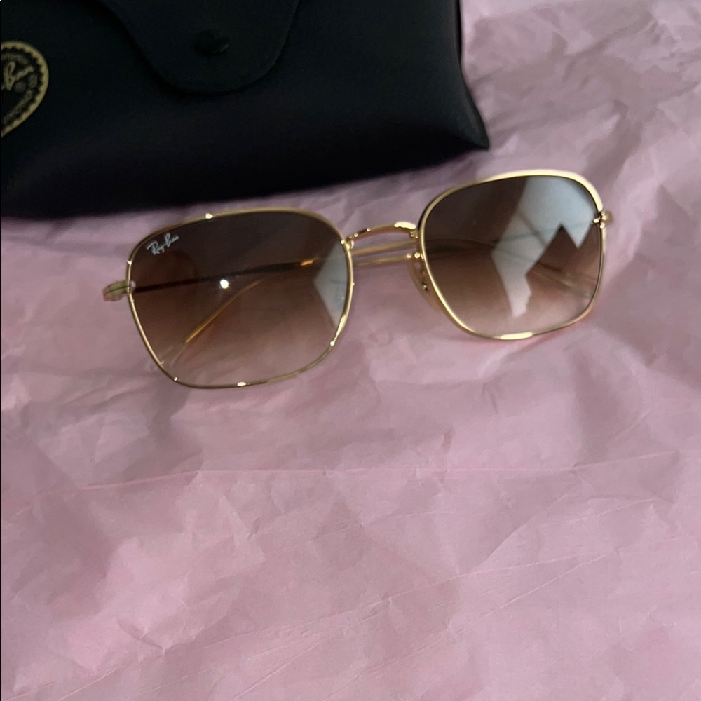 Ray-Ban Gold and Brown Aviator Sunglasses
